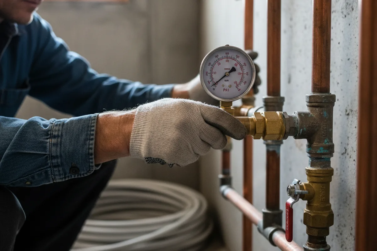 Pressure testing a repaired line during Water Line Repair in Brinklow